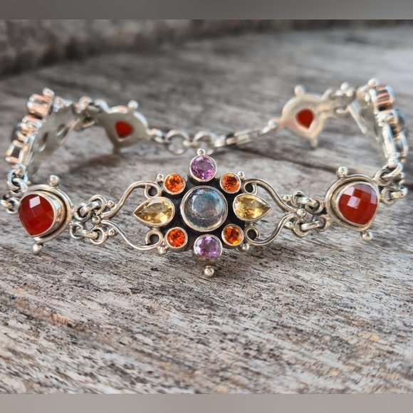 Nicky Butler 925 Sterling Silver Carnelian Labradorite Designer NB Bracelet 8"✨️ - Picture 11 of 16